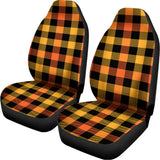 Orange And Black Buffalo Plaid Print Universal Fit Car Seat Covers 102422