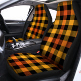 Orange And Black Buffalo Plaid Print Universal Fit Car Seat Covers 102422