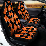 Orange And Black Halloween Argyle Print Universal Fit Car Seat Covers 102422