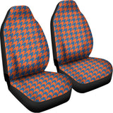 Orange And Blue Houndstooth Print Universal Fit Car Seat Covers 102422