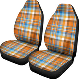 Orange And Blue Madras Pattern Print Universal Fit Car Seat Covers 102422