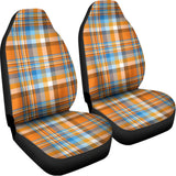 Orange And Blue Madras Pattern Print Universal Fit Car Seat Covers 102422