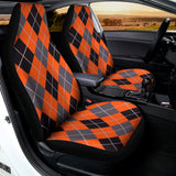 Orange And Grey Halloween Argyle Print Universal Fit Car Seat Covers 102422