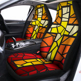 Orange And Red Stained Glass Cross Print Universal Fit Car Seat Covers 102422