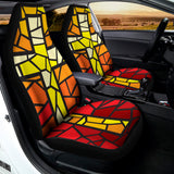 Orange And Red Stained Glass Cross Print Universal Fit Car Seat Covers 102422