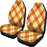 Orange And White Argyle Pattern Print Universal Fit Car Seat Covers 102422