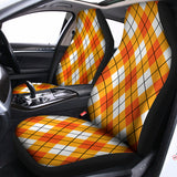 Orange And White Argyle Pattern Print Universal Fit Car Seat Covers 102422