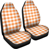Orange And White Gingham Pattern Print Universal Fit Car Seat Covers 102422