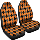 Orange Black And Grey Argyle Print Universal Fit Car Seat Covers 102422