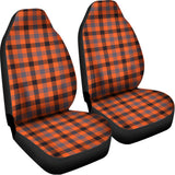 Orange Black And Grey Plaid Print Universal Fit Car Seat Covers 102422