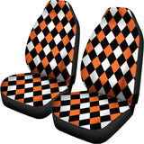 Orange Black And White Harlequin Print Universal Fit Car Seat Covers 102422