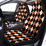 Orange Black And White Harlequin Print Universal Fit Car Seat Covers 102422