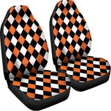 Orange Black And White Harlequin Print Universal Fit Car Seat Covers 102422