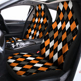 Orange Black Grey And White Argyle Print Universal Fit Car Seat Covers 102422