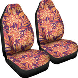 Orange Bohemian Floral Pattern Print Universal Fit Car Seat Covers 102422
