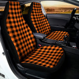 Orange Buffalo Plaid Print Universal Fit Car Seat Covers 102422
