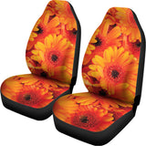 Orange Daisy Flower Print Universal Fit Car Seat Covers 102422