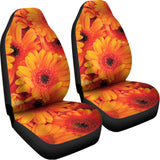 Orange Daisy Flower Print Universal Fit Car Seat Covers 102422