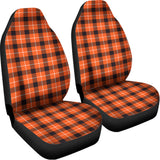 Orange Grey And White Plaid Print Universal Fit Car Seat Covers 102422