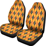 Orange Halloween Argyle Pattern Print Universal Fit Car Seat Covers 102422