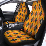 Orange Halloween Argyle Pattern Print Universal Fit Car Seat Covers 102422
