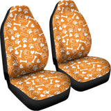 Orange Paw And Bone Pattern Print Universal Fit Car Seat Covers 102422