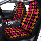 Orange Pink And Black Houndstooth Print Universal Fit Car Seat Covers 102422