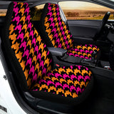 Orange Pink And Black Houndstooth Print Universal Fit Car Seat Covers 102422