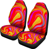 Orange Psychedelic Liquid Trippy Print Universal Fit Car Seat Covers 102422