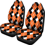 Orange White And Black Argyle Print Universal Fit Car Seat Covers 102422