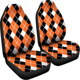 Orange White And Black Argyle Print Universal Fit Car Seat Covers 102422