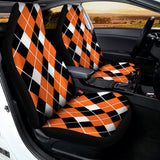 Orange White And Black Argyle Print Universal Fit Car Seat Covers 102422