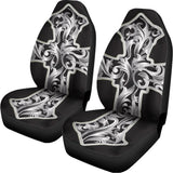 Ornamental Silver Cross Print Universal Fit Car Seat Covers 102422