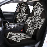 Ornamental Silver Cross Print Universal Fit Car Seat Covers 102422