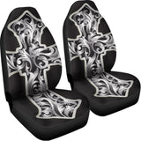 Ornamental Silver Cross Print Universal Fit Car Seat Covers 102422
