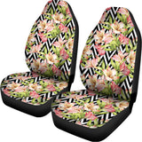 Pastel Alstroemeria Zigzag Pattern Print Universal Fit Car Seat Covers 102422
