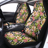 Pastel Alstroemeria Zigzag Pattern Print Universal Fit Car Seat Covers 102422