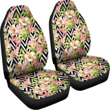 Pastel Alstroemeria Zigzag Pattern Print Universal Fit Car Seat Covers 102422