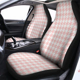 Pastel Pink And White Houndstooth Print Universal Fit Car Seat Covers 102422