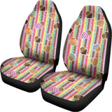 Pastel Striped Cupcake Pattern Print Universal Fit Car Seat Covers 102422