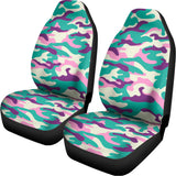 Pastel Teal And Purple Camouflage Print Universal Fit Car Seat Covers 102422