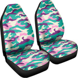 Pastel Teal And Purple Camouflage Print Universal Fit Car Seat Covers 102422