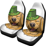 Patrick's Day Golden Retriever Print Universal Fit Car Seat Covers 102422