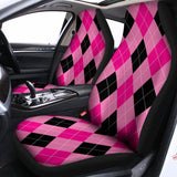 Pink And Black Argyle Pattern Print Universal Fit Car Seat Covers 102422