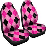 Pink And Black Argyle Pattern Print Universal Fit Car Seat Covers 102422
