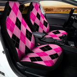 Pink And Black Argyle Pattern Print Universal Fit Car Seat Covers 102422
