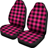 Pink And Black Buffalo Plaid Print Universal Fit Car Seat Covers 102422