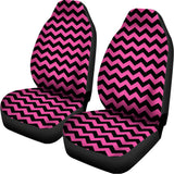 Pink And Black Chevron Pattern Print Universal Fit Car Seat Covers 102422