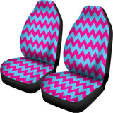 Pink And Blue Chevron Pattern Print Universal Fit Car Seat Covers 102422