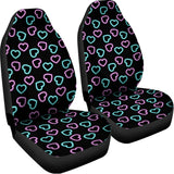 Pink And Blue Lights Heart Pattern Print Universal Fit Car Seat Covers 102422